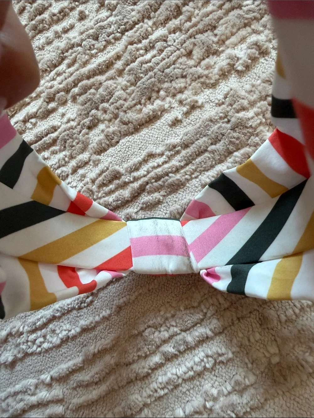Boden Striped Rainbow Multi-Colored Knot Headband — Pink, Gold, Green & White